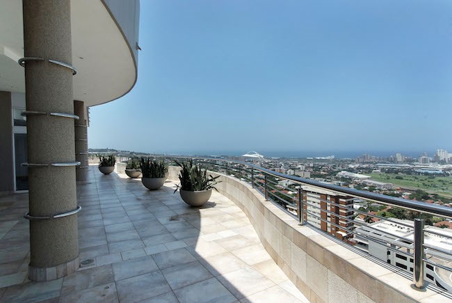 Balcony sea view of an R18 million penthouse sold in Berea