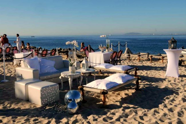 The outdoor cafe set up of the Grand Café and Beach in Cape Town