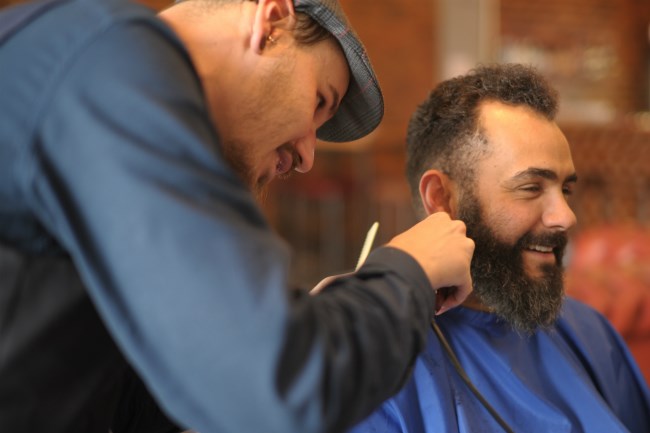 Getting a hair cut at Bar Ber Black Sheep