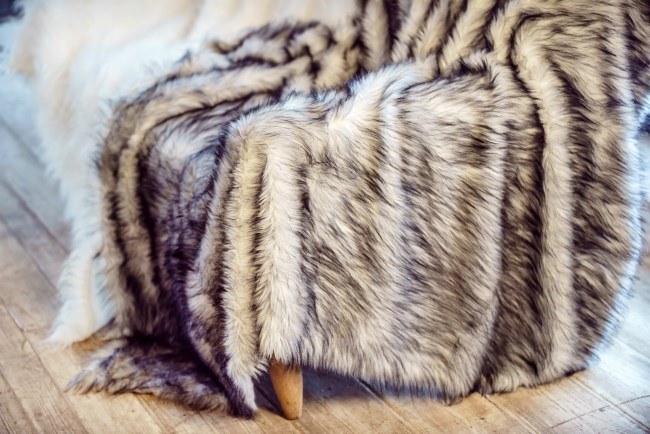 fuzzy rug on chair leopard print design
