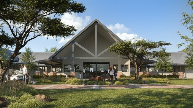 front view of the clubhouse at Heron Banks Golf and River Estate