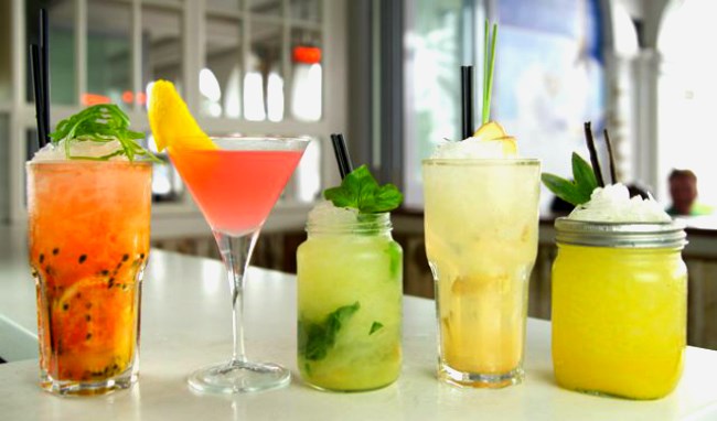 A lineup of cocktails available from the many bars and restaurants in Camps Bay, Cape Town