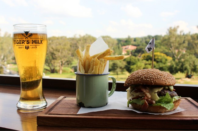 The popular burger and beer option at Tiger’s Milk