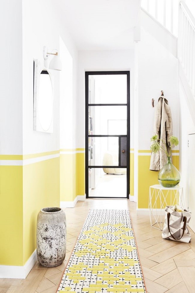 shades of yellow in entrance hall