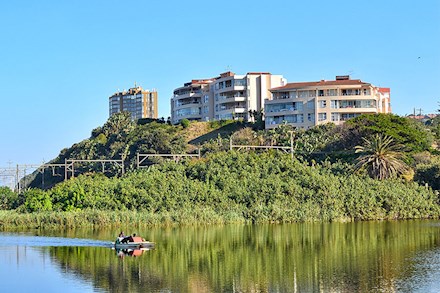 Paddle boating in a lagoon in Amanzimtoti