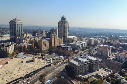 Aerial view of the business district in Sandton