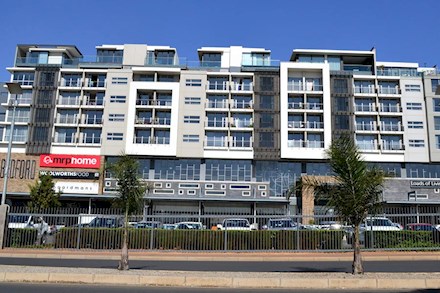View of shopping centre and apartment buildings in Bedfordview