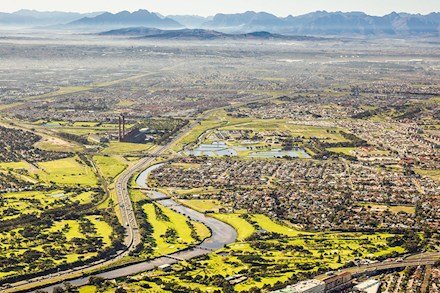 Amazing aerial view of Cape Town southern suburbs
