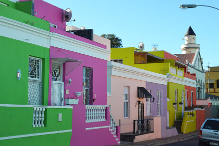 Colourful houses in Bo Kaap in Cape Town City Bowl