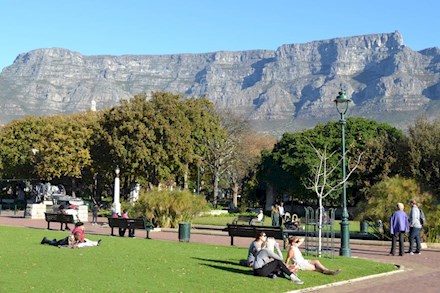 Table Mountain view from Company Garden in Cape Town City Bowl