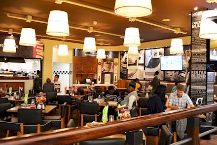 Inside the Mugg & Bean restaurant in Witbank