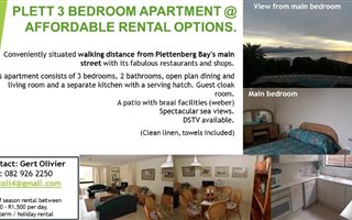 3 Bedroom Apartment in Plettenberg Bay