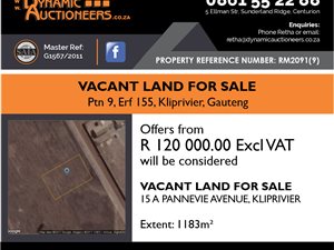 1183 m² Land available in Klipriver