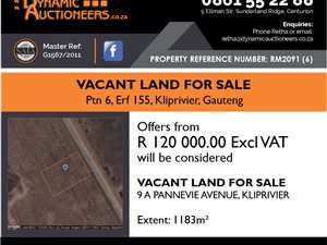 1183 m² Land available in Klipriver